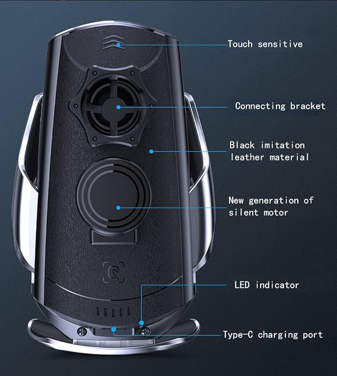 Q3 Smart Sensor Car Phone Wireless Charger,15W Qi Fast Charging Auto-Clamping Car Holder, Air Vent Phone Holder，for iPhone17/16/15/14/13/12series,and All Qi Enable Android Cellphone (Q3-Black)