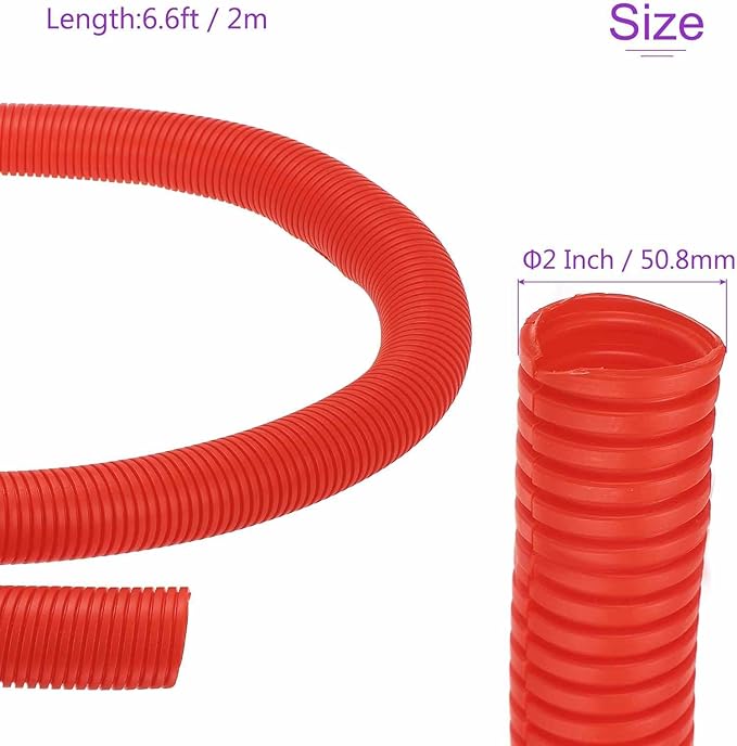 DMiotech 6.6ft Wire Loom Split Tubing 2 Inch(50.8mm) ID, Cord Protectors from Pet Flexible Conduit Cable Management for Office Home Garden, Red