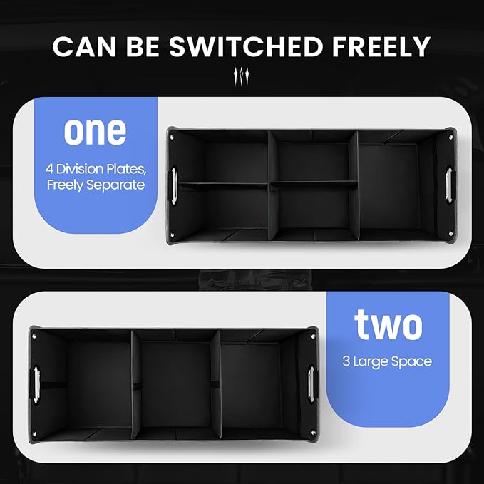 Car Trunk Organizer, Car Storage Organizer, Collapsible Multi Compartment for Car, Suv, Sedan, Truck, 100L, Extra Larger (Black, 100L)