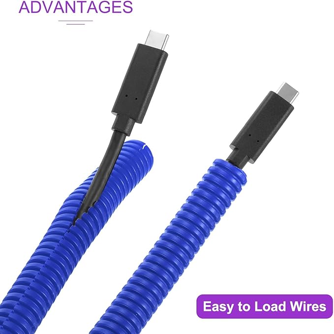 DMiotech 50ft Wire Loom Split Tubing 1 Inch(25.4mm) ID, Cord Protectors from Pet Flexible Conduit Cable Management for Office Home Garden, Blue