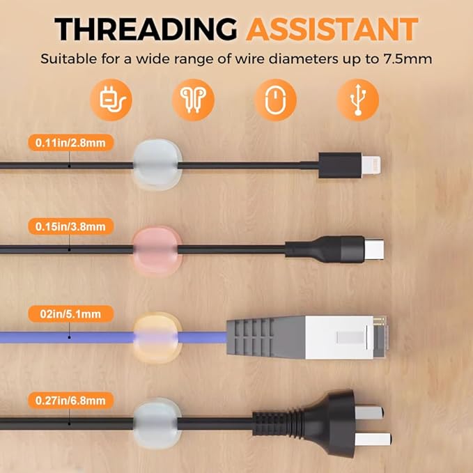 Magnetic Cable Organizer, 2026 New Cord Organizer Holder Clips Strong Adhesive Cable Cord Keeper [Smooth Adjustable] Hide Wire Cord Organizer for Nightstand Kitchen Car Office (White 6PCS)