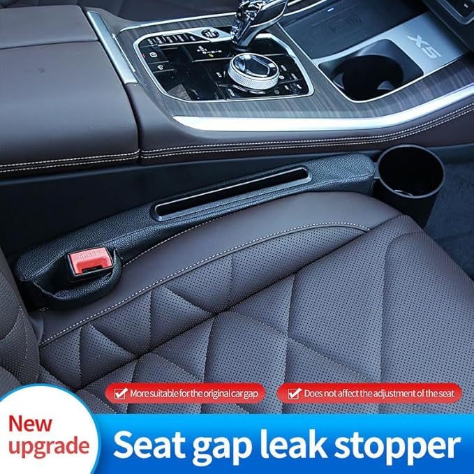 2 Pack Car Seat Gap Filler with Storage Box,Fill the Gap Between Seat and Console,Car Console Gap Filler,Prevent Things from Dropping,Convenient to Storage Keys and Phone(Black)