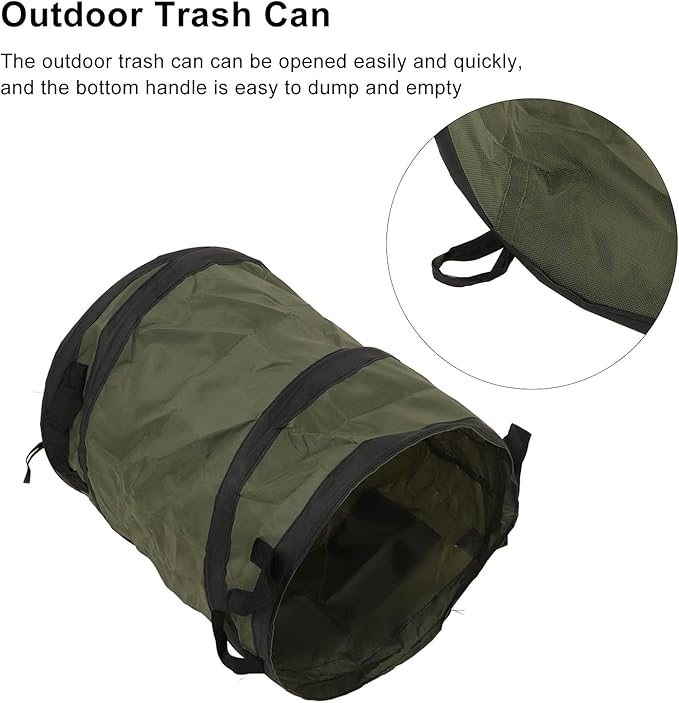 Collapsible Camping Trash Can 37.8L Portable Folding Garbage Bin with Bottom Handle Oxford Cloth Outdoor Trash Can for Car Picnic BBQ Road Trip Garden