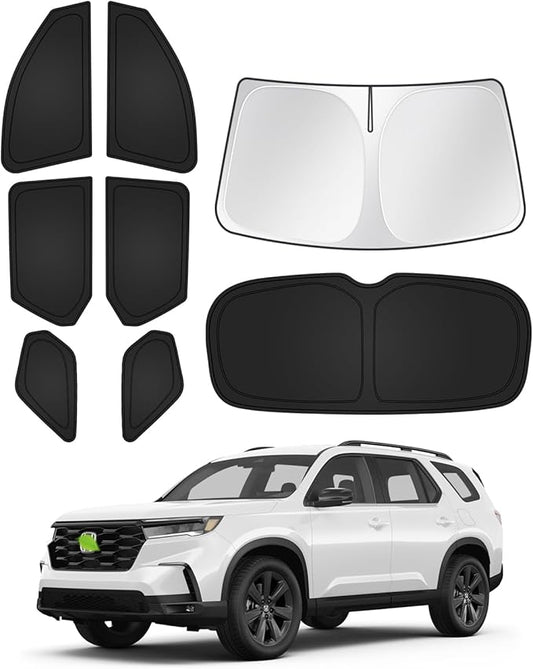 Canvcle Sunshades for 2023-2025 2026 Honda Pilot Accessories Windshield Sun Shade Side Rear Window Shade Cover Sun Visor Shield Privacy Protection Keep Vehicle Cool Black 8PCS