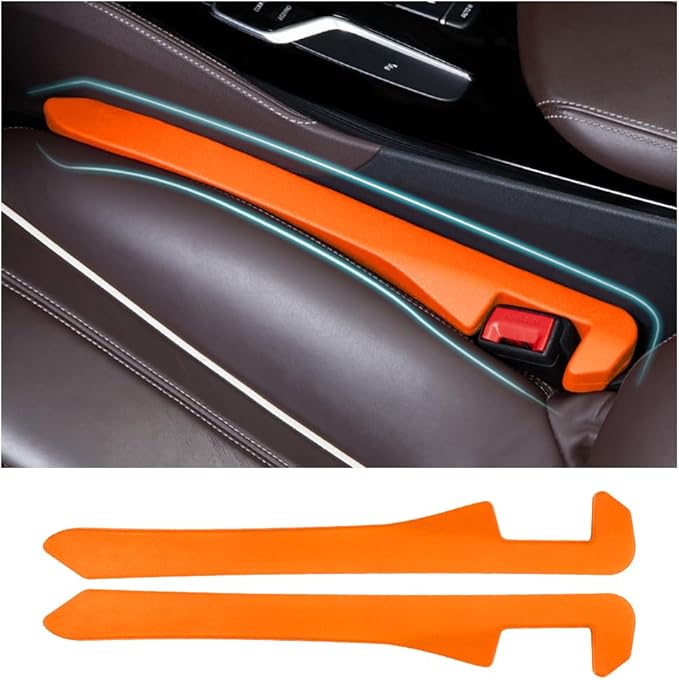 Junecarp Car Seat Gap Filler 2 Pack,Flexible Car Gap Filler Organizer to Stop Items from Dropping,Essential Interior Car Accessories Seat Gap Plug Perfectly Fits Car Gap (Orange)