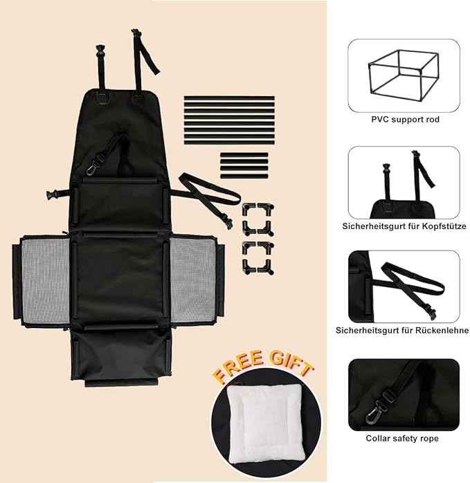 Dog Car Seats for Small Dogs,Pet Booster Seat with ，Frame Walls Extra Stable Waterproof Dog Box Car for Back and Front Seat,for Pet Up to 15 lbs