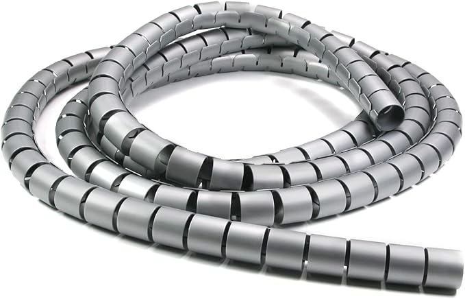 Othmro 1pcs 9ft PE Spiral Cable Wrap,28mm/1.10in Dia Polyethylene Expandable Abrasion Protector Wire Sleeve,Spiral Wire Wrap Tube PC Manage Cable for Electrical Wire Organizer Sleeve Hose Gray