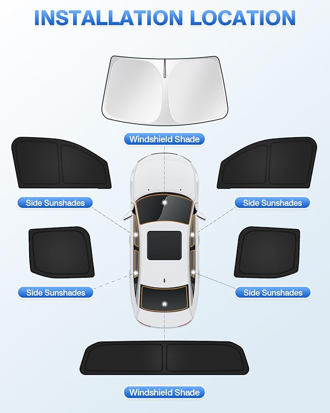 Canvcle Sunshades for Toyota Tacoma 2024 2025 2026 Accessories Windshield Sun Shade Side Rear Window Shade Cover Sun Visor Shield Privacy Protection for Camping Keep Vehicle Cool Black 6PCS
