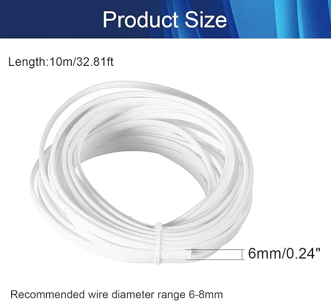 Aicosineg Cable Sleeves 32.81ft 1/4 Inch Electrical Conduits Non-Split Wire Loom Tubing Corrugated Tube Polyethylene Hose Cover for Home Outdoor Automotive Marine Wire Harness White