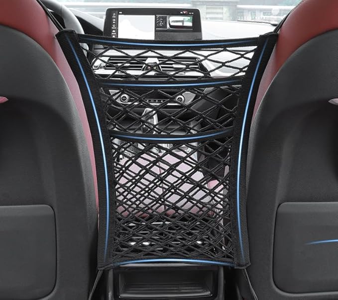 OUTMX Dog Car Net Barrier for Jeep Compass 2017 2018-2021 2022 2023 2024, Pet Barrier with Car Mesh Organizer for Dog & Child Safety Divider with Storage Pouch