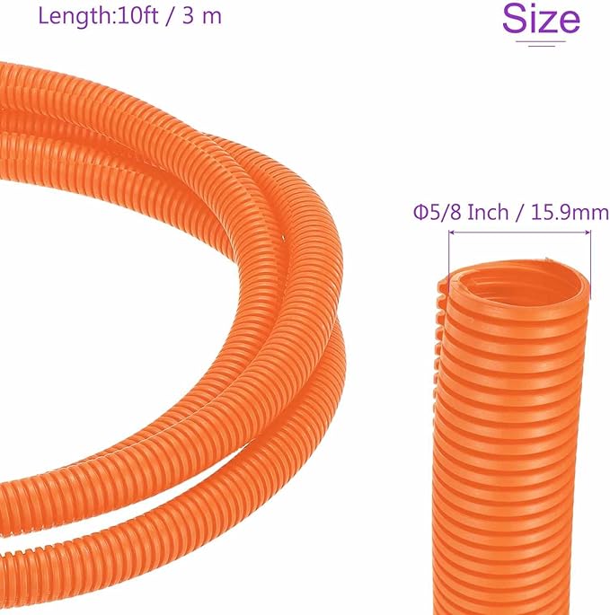 DMiotech 10ft Wire Loom Split Tubing 5/8 Inch(15.9mm) ID, Cord Protectors from Pet Flexible Conduit Cable Management for Office Home Garden, Orange