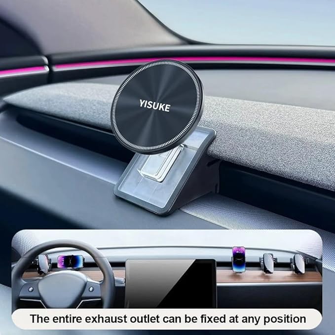 Tesla Dashboard Phone Mount - Only for 2024-2025 Model 3 Highland & 2025-2026 Model Y Juniper - Ultra-Strong N55 Magnetic Holder & Open Design for iPhone Android - Safer Driving Navigation