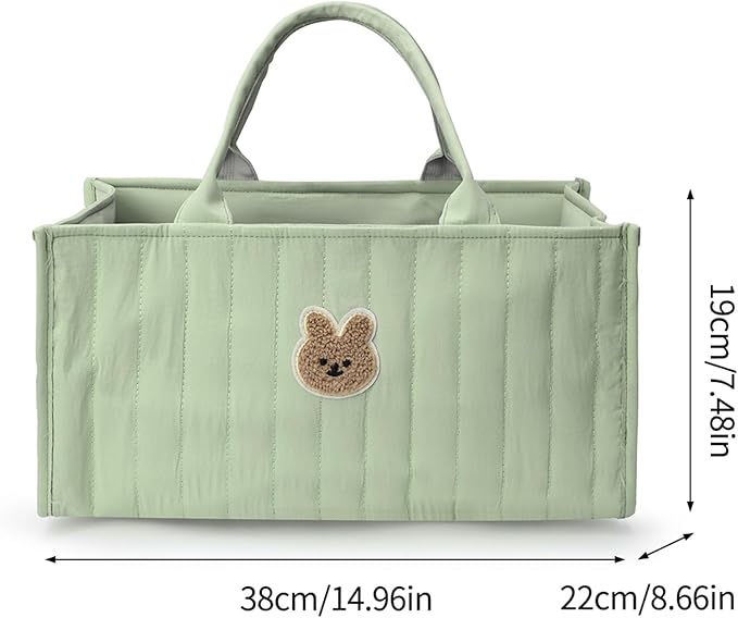 Diaper Caddy Organizer,Cute Floral Nursery Storage Basket,Soft Portable Changing Table Car Caddy Organizer Gift (Bear C)