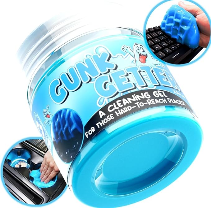 Gunk Getter, Cleaning Gel for Those Hard to Reach Places, Automotive Cup Holder Electronic Keyboard Office, Slime Gel Cleaner Dust Crumb Removal (Jar, Blue, 3.5oz)