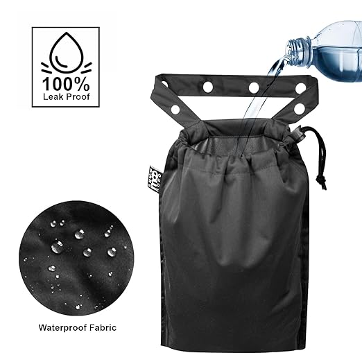 2 Pack Leakproof Car Trash Bags Detachable Waterproof Garbage Bags with Drawstring Hanging Organizer for Back Seat & Travel Black