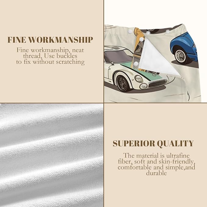 Towel Wrap for Women, Wearable Towel Dress Spa bathrobe with Adjustable Closure(Cute Cartoon Cars Pattern)