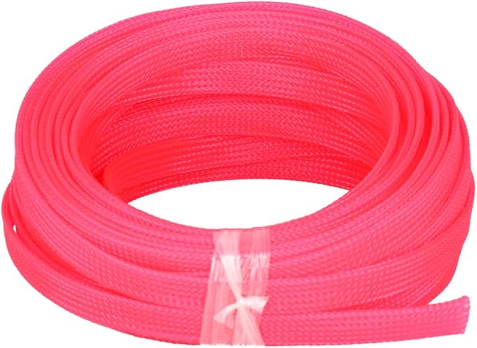 Aicosineg 32.81FT PET Braid Cable Sleeving Flexible Wire Mesh Sleeve Wire Braided Protective Sleeve 0.4inch Wrap Protector for Power Cord Protection Flame Retardant Cable Manage Pink