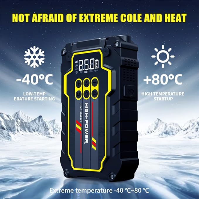 Jump Starter 4000A 12V Car Battery Booster Pack (Up to 7.0L Gas, 5.5L Diesel), Portable Power Bank with Air Compressor, 400LM LED Flashlight, SOS for Truck, SUV, Vehicles