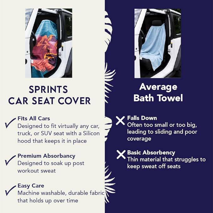 Sprints Athletic Running Towel, Full-Sized, Car Seat Cover - Performance Microfiber (Nightfall Grizzly)
