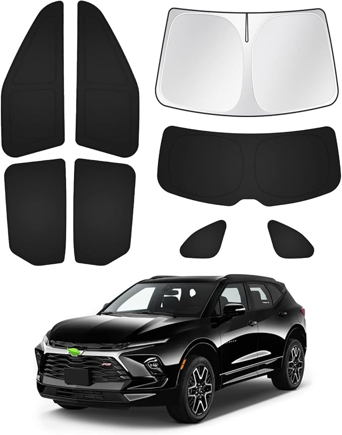 Canvcle Windshield Sun Shade for 2019-2025 2026 Chevrolet/Chevy Blazer Accessories Side Rear Window Shade Cover Sun Visor Shield Privacy Protection Keep Vehicle Cool Black 8PCS