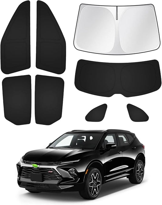 Canvcle Windshield Sun Shade for 2019-2025 2026 Chevrolet/Chevy Blazer Accessories Side Rear Window Shade Cover Sun Visor Shield Privacy Protection Keep Vehicle Cool Black 8PCS
