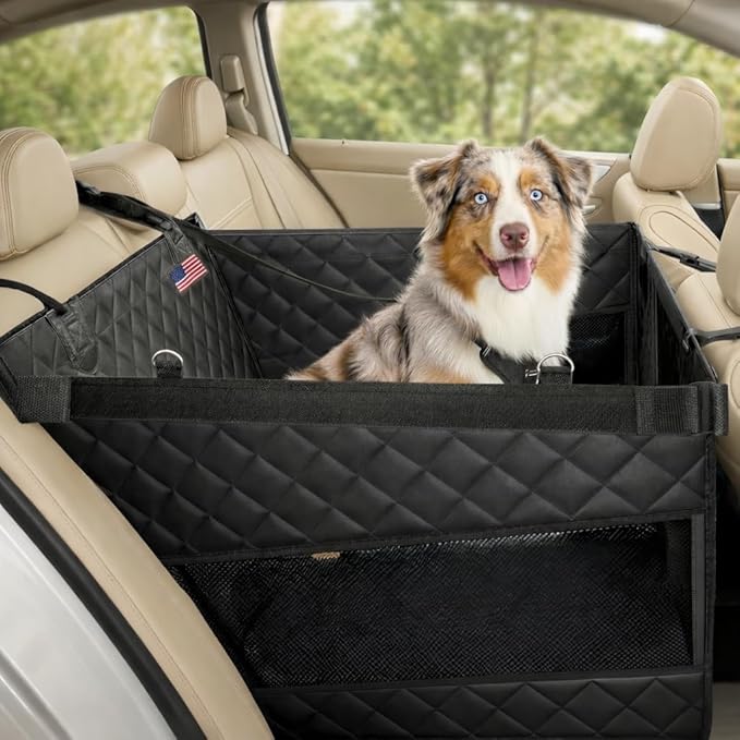 YoGi Prime Half Hammock Dog Seat Cover for Back Seat - Waterproof Half Backseat Dog Cover, Space Saving Split Seat Design, Universal Fit & Heavy Duty Pet Restraint