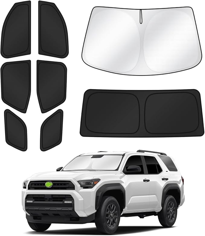Canvcle Sunshades for 2025 2026 Toyota 4Runner Accessories Windshield Sun Shade Side Rear Window Shade Cover Sun Visor Shield Privacy Protection for Camping Keep Vehicle Cool Black 8PCS