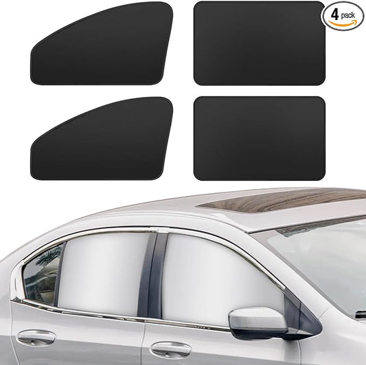 Car Curtains for Side Window - 4 Pcs Privacy Sun Shades Magnetic 100% Block Light Car Window Covers with Cooler Feeling (Silver dexterous, 4pcs)