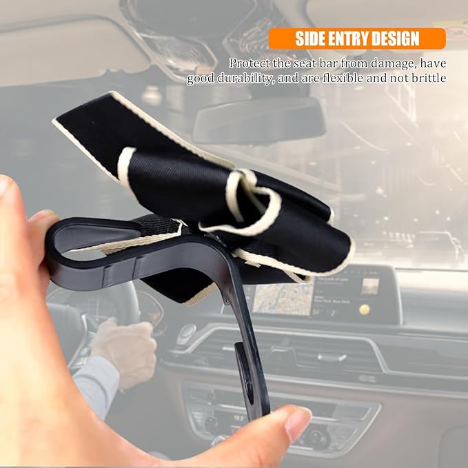 Car Seat Headrest Hook, 2PCS Cute Bow Knot Vehicle Seatback Hanging Storage Organizer, Seat Back Hanger for Purse Coat Umbrella, Universal Automotive Interior Decor Accessories (Black/White)
