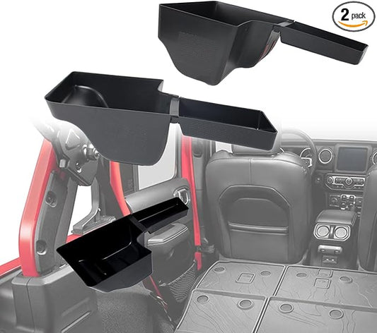 Rear Wheel Well Storage Bin Compatible with Wrangler 2018-2023 JL JLU 4 Door(Not fit 2 Door), Trunk Organizer Storage Tray Cargo Side Box Jeep Wrangler Black 2PCS(Left & Right)