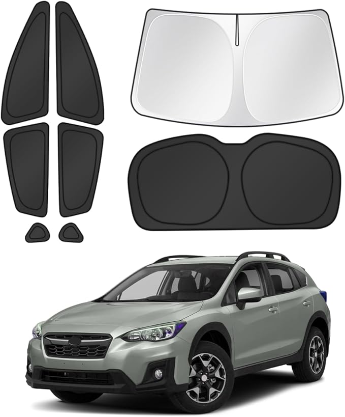 T TGBROS Windshield Sun Shade for Subaru Crosstrek XV 2018-2020 2021 2022 2023 Car Window Shades Thicken UV Block and Blackout Privacy Foldable Sunshades 8PCS Accessories Keep Cool Sun Visor Covers