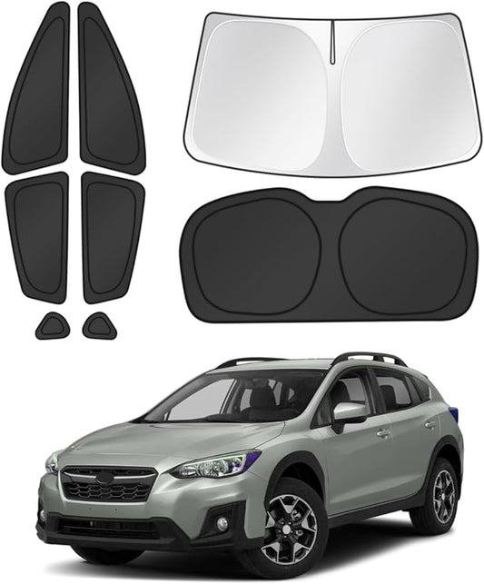 T TGBROS Windshield Sun Shade for Subaru Crosstrek XV 2018-2020 2021 2022 2023 Car Window Shades Thicken UV Block and Blackout Privacy Foldable Sunshades 8PCS Accessories Keep Cool Sun Visor Covers