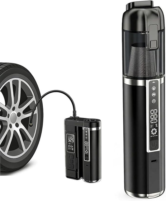 Mini 3-in-1 Car Vacuum Cleaner & Tire Inflator, 18000Pa Brushless Cordless Handheld Vacuum, 150PSI Portable Air Pump for Tires, Compact High Power Car Cleaner with LED Light, Gift