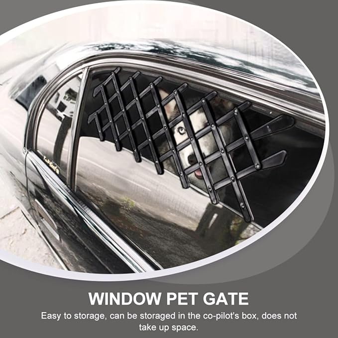 Car Window Pet Gate Portable Barrier Fence, Retractable Large Black Mesh Pet Divider for Car Doors, Ventilation Mesh Suitable for Dog Travel Safety