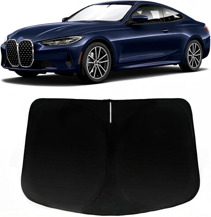 Windshield Sun Shade for 2021-2025 BMW 4 Series 430i 440i i4 m4, Car Front Window Sunshade with 240T Sun Visor Protector Blocks UV Rays Heat Sun Shield Accessories