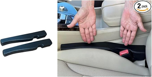 Patented Car Seat Gap Filler and Insert - As Seen On TV - Block The Gap Between The Seat and Center Console - Universal Fit Car Truck SUV - Set of 2 (Black Leather)