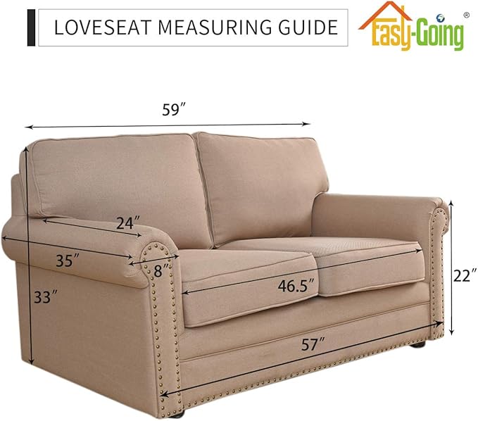 Easy-Going Reversible Loveseat Couch Cover for 2 Cushion Couch Sofa Cover for Dogs Water Resistant Furniture Protector with Foam Sticks Elastic Straps for Pet (Loveseat, Pink/Beige)