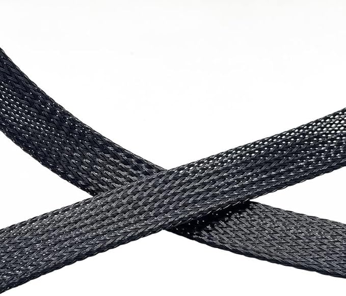 25Ft-3/4inch PET Expandable Braided Wire Sleeving,Wire Loom Cable Sleeve for TV,Computer,Home Theater,Automotive,Home Industrial,Electrical Wires,Chemical,Protect Cat from Chewing Cords,Black