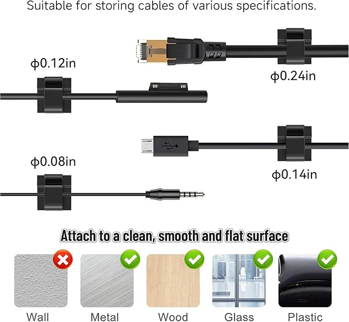 3/4 in Adhesive Cable Clips, 120pcs Outdoor Light Clips, Cord Clips, Sturdy Wire Clips, Finisher Wire Clamp for Home, Car, Office Wire Management Clips (Black, 3/4"-120PCS)