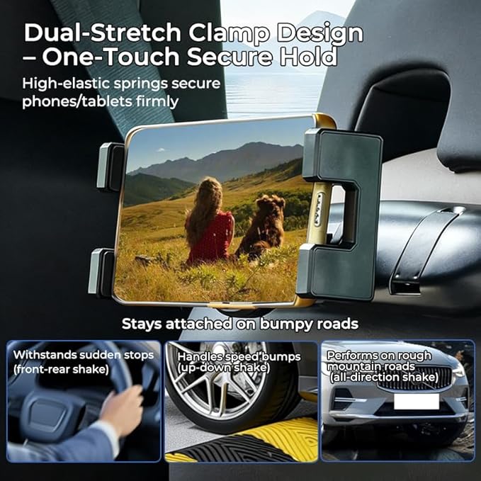 Car Tablet Holder with Hooks for Volvo XC90 XC60 S60 S90 V60 V90 Accessories, Car Headrest Mount Holder Compatible with iPad Pro Air Mini, Galaxy Tabs, 4.7-12.9 Inch Phones & Tablets, Black