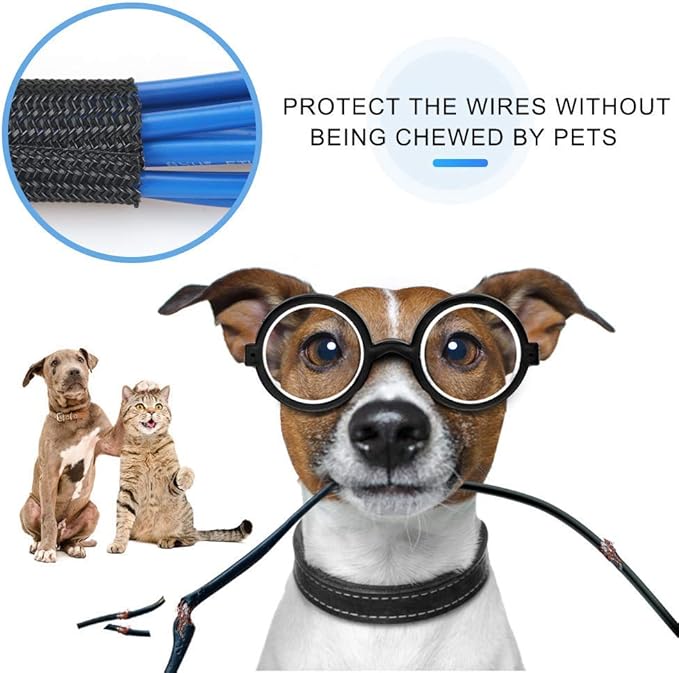 AGPTEK Cable Sleeve, 10ft - 4/5 inch Cable Management Desk Cord Cover Organizer Wire Hider for Home Office Computer TV Wire Loom Tubing Pet Proof Cord Protector from Cat Dog Chewing, Black