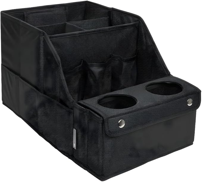 Car Passenger Seat Organizer, Front and Back Seat Organizer with Multiple Storage Compartments & 2 Cup Holders, Automotive Interior Backseat Caddy to Keep Tidy, Universal for Vehicles