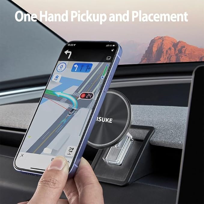 Tesla Dashboard Phone Mount - Only for 2024-2025 Model 3 Highland & 2025-2026 Model Y Juniper - Ultra-Strong N55 Magnetic Holder & Open Design for iPhone Android - Safer Driving Navigation