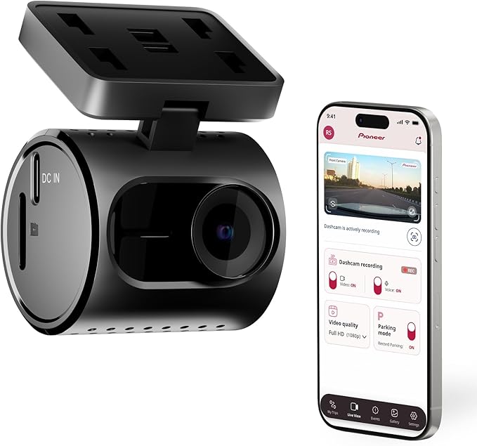 Pioneer VREC-H120SC Compact Dash Camera – Discreet 1.5K Resolution Front Dash Cam for Cars with Impact Detection, 120 Degree Wide Angle Coverage, Built-in WiFi, Companion App, USB-C Easy Install