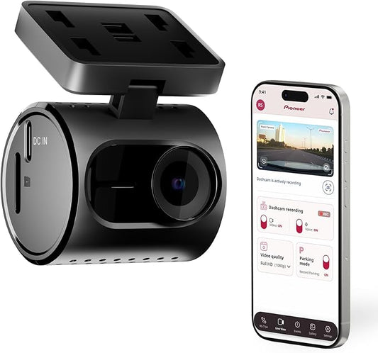Pioneer VREC-H120SC Compact Dash Camera – Discreet 1.5K Resolution Front Dash Cam for Cars with Impact Detection, 120 Degree Wide Angle Coverage, Built-in WiFi, Companion App, USB-C Easy Install