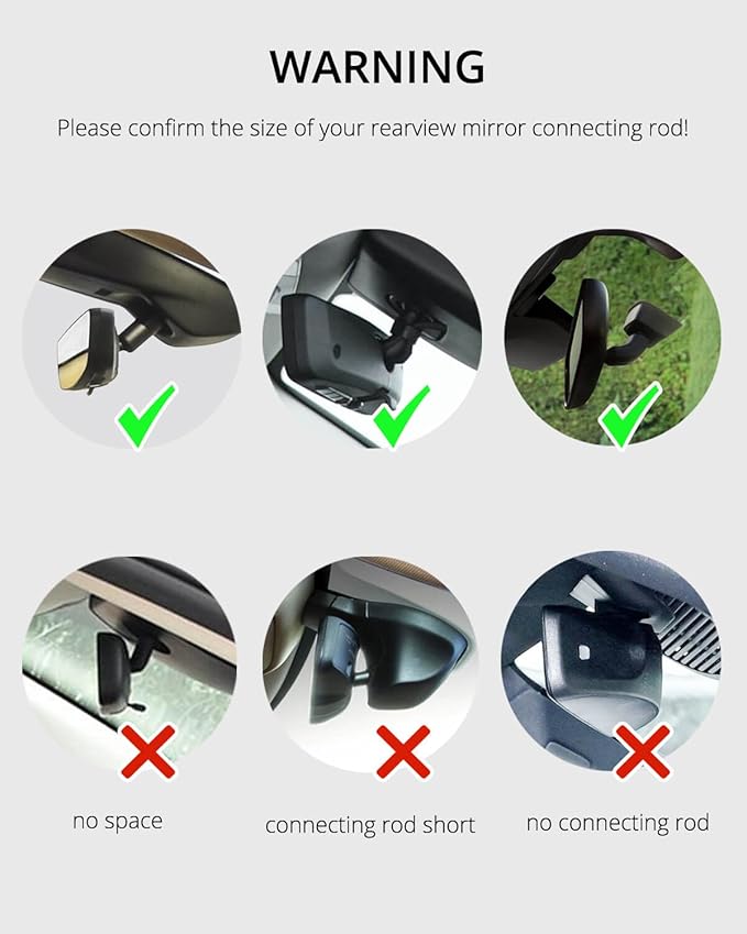Quyee Phone Holder Car, Rear View Mirror Phone Holder - Aluminum Alloy Mount Multi-Angle Adjustment Rotatable and Retractable Compatible with All 4-7 Inch iPhone and Android Cell Phones (Black)