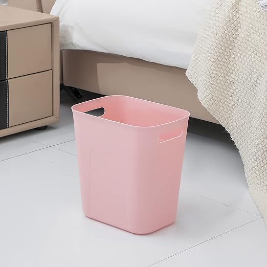 UUJOLY Plastic Small Trash Can Wastebasket, Garbage Container Basket for Bathrooms, Laundry Room, Kitchens, Offices, Kids Rooms, Dorms, 3.5 Gallon, Pink