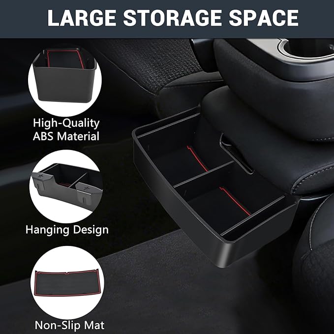 Center Console Hanging Storage Box,Split-bench Folding Seat Armrest Organizer Tray Insert Replace for Silverado/for Sierra 1500 2019-2025 and for Silverado/for Sierra 2500HD 3500HD 2020-2025