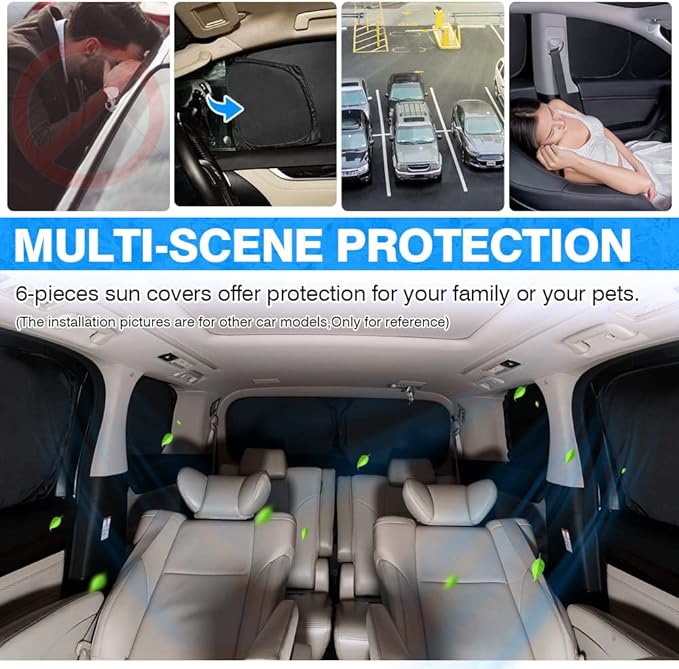 T TGBROS Windshield Sun Shade for Toyota Tundra 2022-2025 2026 Car Window Shades Thicken UV Block and Blackout Privacy Foldable Sunshades 6PCS Accessories Keep Cool Sun Visor Covers