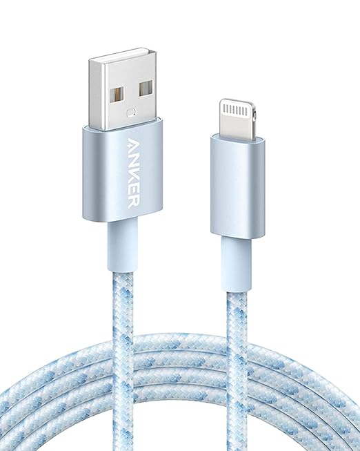 Anker USB A to Lightning Cable(6FT, 1Pack), MFi Certified Nylon USB to Lightning Cord for iPhone 14/13/12/11 Pro/11/XS MAX/XR/8/7/6s Plus Cable(Blue)